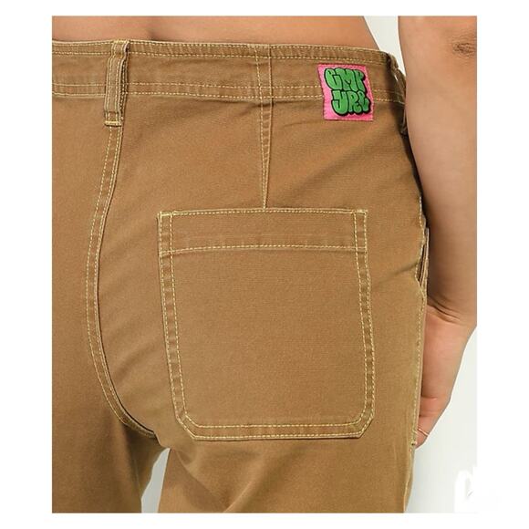 Empyre Womens Marlo Canvas Cargo Y2K Skater Pants - Bronze Brown, Jr. Size 13 - Picture 12 of 15